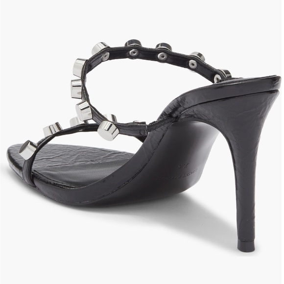 New! Steve Madden Black Heels with Silver Accent Studs Sandals Various Sizes - Picture 6 of 16